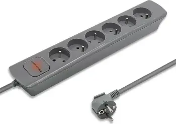 Shirit zgjatues Qoltec, 6 dalje, 1.8m, gri