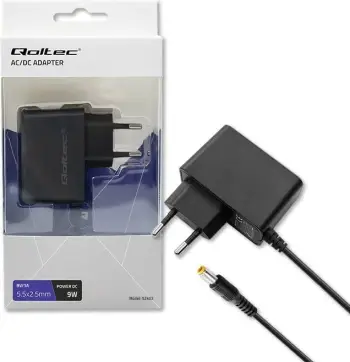 Karikues prizë Qoltec, 9W, 9V 1A, 5.5x2.5 mm, i zi
