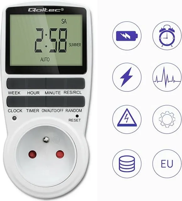Kohëmatës elektronik Qoltec PC0628, 3680W, 16A, me ekran LCD - 7