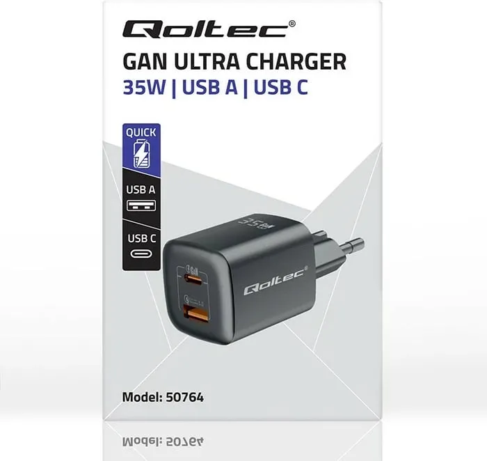 Karikues muri Qoltec GaN Ultra 35W, USB C PD, USB QC 3.0, i zi - 3