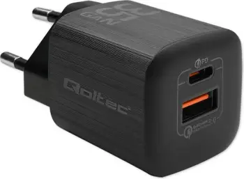 Karikues muri Qoltec GaN Ultra 35W, USB C PD, USB QC 3.0, i zi