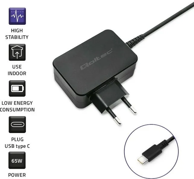 Karikues universal Qoltec 51024, 20V 3.25A, karikim i shpejtë, i zi - 3