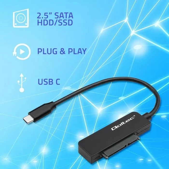 Adapter kabllo Qoltec SATA në USB C, për SSD HDD 2.5", 5 Gb/s, 2TB, i zi - 3