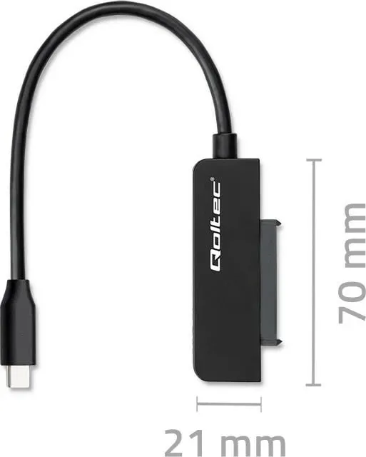 Adapter kabllo Qoltec SATA në USB C, për SSD HDD 2.5", 5 Gb/s, 2TB, i zi - 7