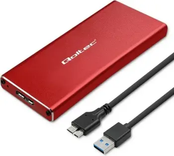 Kuti e jashtme Qoltec për SSD M.2 SATA NGFF, USB 3.0, 2TB, e kuqe