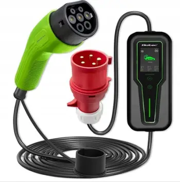 Karikues për vetura elektrike Qoltec Mobile EV Charger, 2-in-1, Type 2, SCHUKO, 3.5kW, 230V, LCD, 5m