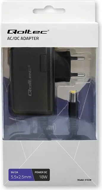 Adapter karikues Qoltec Plug in, 18W, 9V 2A, 5.5x2.5 mm, i zi - 6