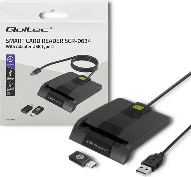 Lexues kartelash Qoltec 50634, USB Type C, i zi - 1