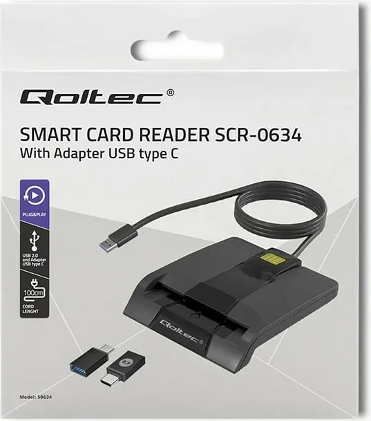 Lexues kartelash Qoltec 50634, USB Type C, i zi - 7