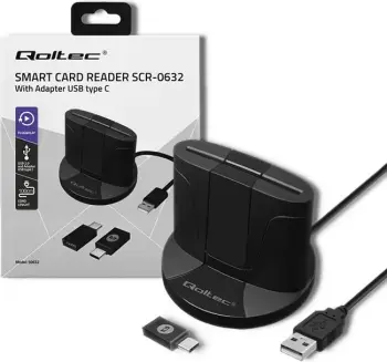 Lexues kartash çip Qoltec SCR-0632, USB Type C, i zi