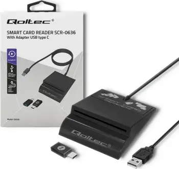 Lexues kartelash Qoltec SCR-0636, Chip ID, USB Type C, i zi