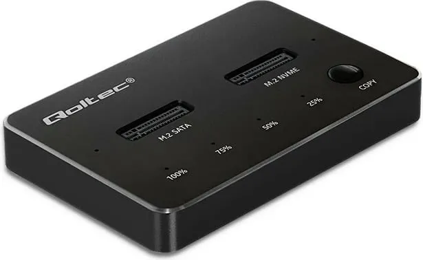 Docking station Qoltec për M.2 SSD, NVMe SATA, USB C, dual 2 x 2TB, gri - 11