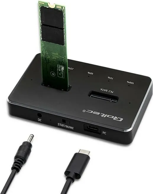 Docking station Qoltec për M.2 SSD, NVMe SATA, USB C, dual 2 x 2TB, gri - 4