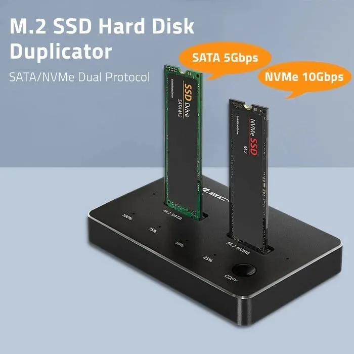 Docking station Qoltec për M.2 SSD, NVMe SATA, USB C, dual 2 x 2TB, gri - 9