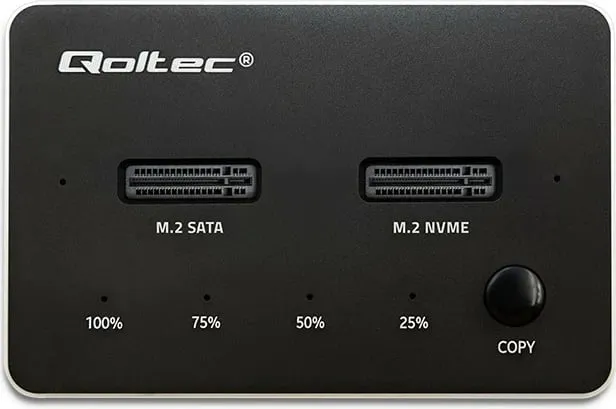 Docking station Qoltec për M.2 SSD, NVMe SATA, USB C, dual 2 x 2TB, gri - 10