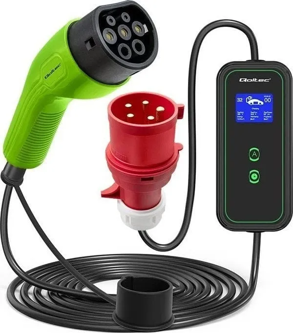 Karikues makinash elektrike Qoltec 2-në-1, Type 2, 7kW, 230V, CEE 3 PIN - 1