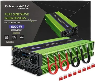 Inverter Qoltec Monolith, 2500W 5000W, 12V në 230V, valë sinusoide e pastër - 1