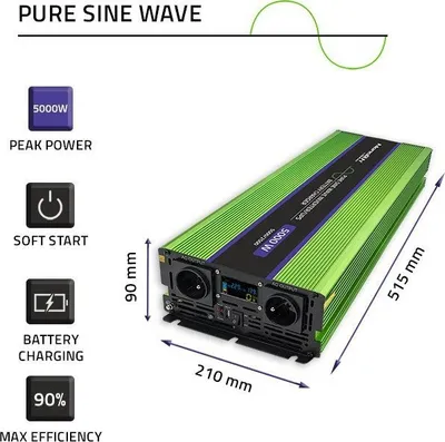 Inverter Qoltec Monolith, 2500W 5000W, 12V në 230V, valë sinusoide e pastër - 8