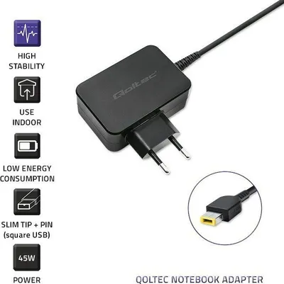 Adaptues karikues për laptop Qoltec për Lenovo, 45W, 20V 2.25A, slim tip me pin, i zi - 3