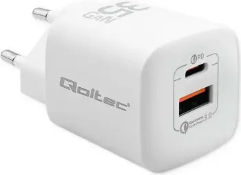 Karikues rrjeti Qoltec GaN ULTRA 35W, USB C PD, USB QC 3.0, i bardhë