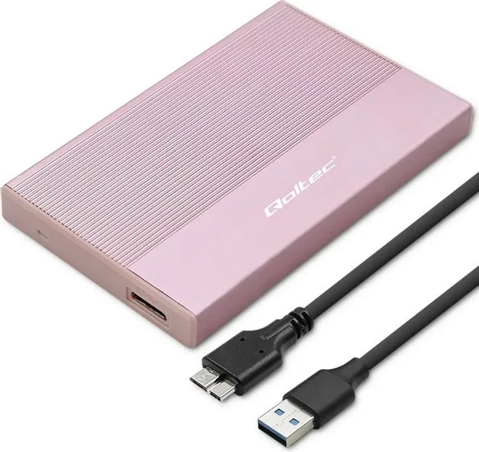 Kuti e jashtme për disk Qoltec, 2.5", USB 3.0, 2TB, rozë - 1