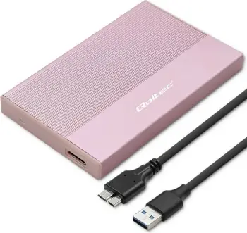 Kuti e jashtme për disk Qoltec, 2.5", USB 3.0, 2TB, rozë
