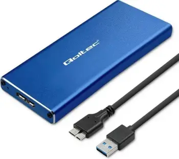 Kuti ekstern Qoltec për SSD M.2 SATA, USB 3.0, 5Gb/s, 2TB, blu