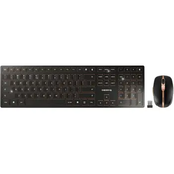 Tastierë Cherry DW 9100 SLIM, Wireless, RF Wireless + Bluetooth, QWERTY, Maus i përfshirë, E zezë