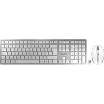 Combo (Tastierë & Maus) Cherry DW 9100 SLIM Wireless [FR] / Bluetooth + 2.4 GHz – Argjendi