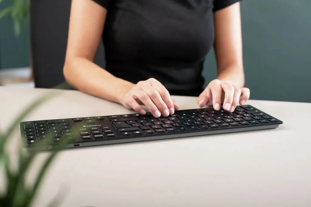 Tastierë Cherry KW 9100 SLIM, Wireless, RF Wireless + Bluetooth, QWERTY, Ngjyrë e zezë - 9