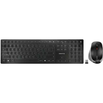 Tastierë dhe Maus Cherry DW 9500 SLIM, Wireless, RF Wireless + Bluetooth, QWERTY, E zezë, Gri