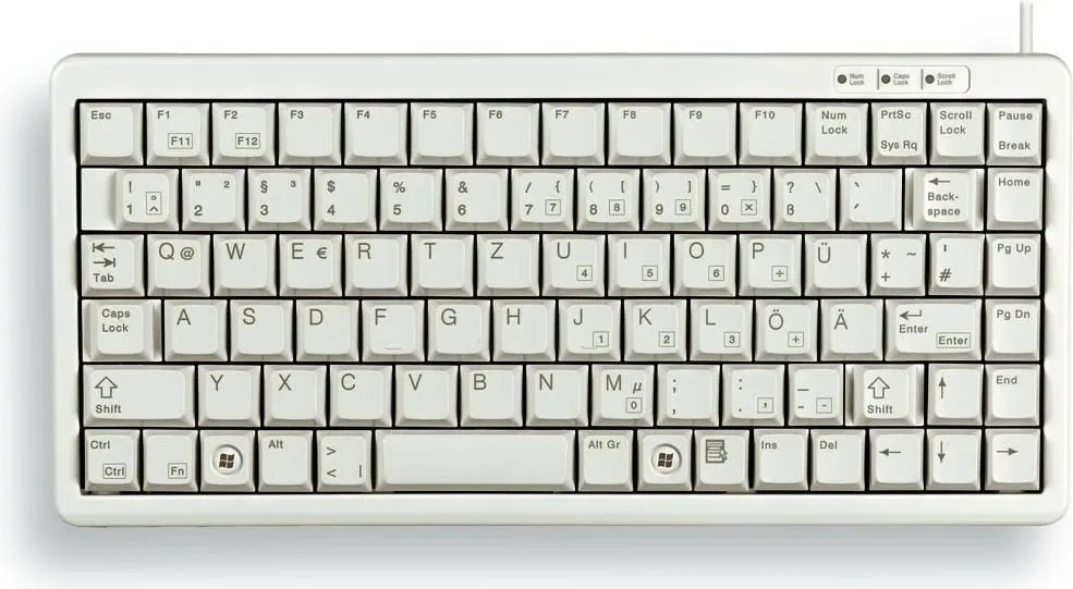 Tastierë Cherry G84-4100 kompakte, QWERTY UK, USB/PS2, gri - 1