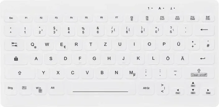 Tastierë Cherry AKTIVE KEY Hygiene Mini Ultraflat, stil notebook, e bardhë - 1