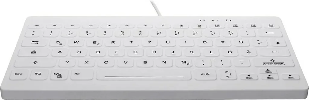 Tastierë Cherry AKTIVE KEY Hygiene Mini Ultraflat, stil notebook, e bardhë - 3