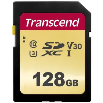 Kartelë SDXC Transcend 500S 128GB, Class 10, UHS-I, V30, e zezë