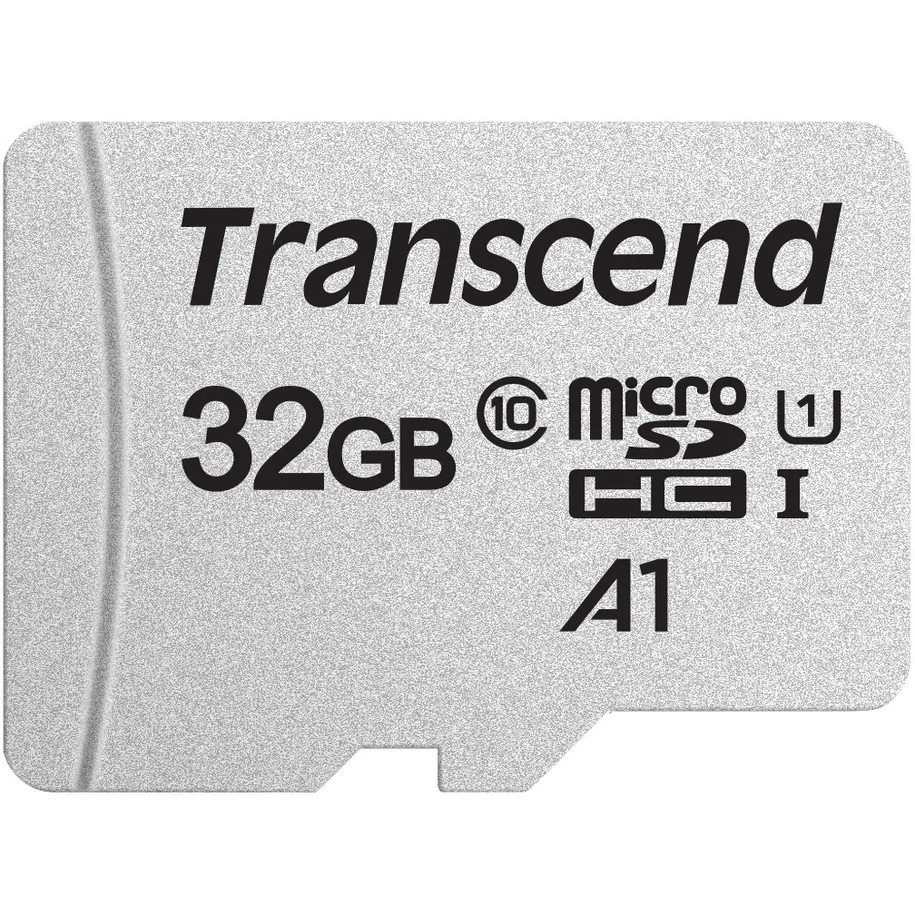 Kartelë memorie Transcend microSDHC 300S 32GB me adapter, Class 10, A1, argjend - 1