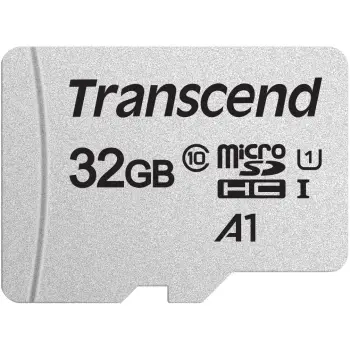 Kartelë memorie Transcend microSDHC 300S 32GB me adapter, Class 10, A1, argjend