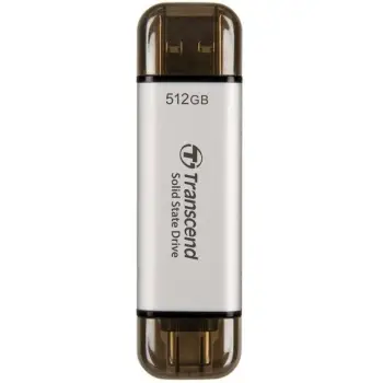 SSD i jashtëm Transcend ESD310S 512GB, USB 3.2 Gen 2, Type-C/Type-A, argjendtë