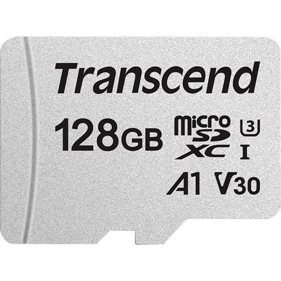 Kartelë memorie Transcend microSDXC 300S 128GB, Class 10, U3, A1, V30, argjend - 1