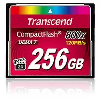 Kartelë memorie Transcend CompactFlash 800x 256GB, 120MB/s, e zezë