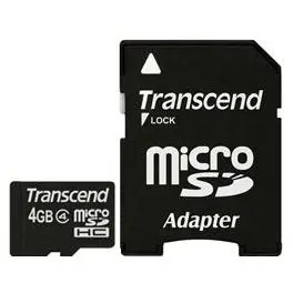 Kartelë microSD Transcend 4GB me adapter, e zezë