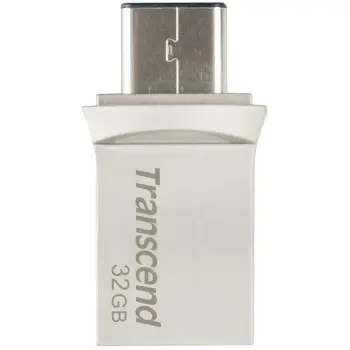 USB stick Transcend JetFlash 890 32GB, USB 3.1, Type-C/A, zi/argjendtë