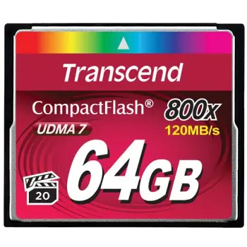 Kartelë memorie Transcend CompactFlash 800x 64GB, MLC, 120MB/s, e zezë