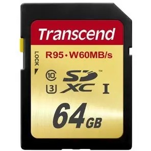 Kartelë memorie Transcend SDXC 64GB, Class 10, UHS-I U3, e zezë