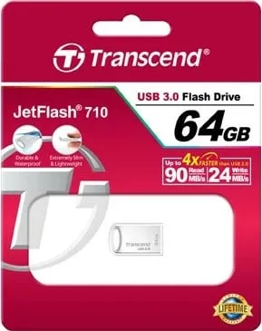 USB memorie Transcend JetFlash 710, 64GB, USB 3.2, metalike, argjend - 1