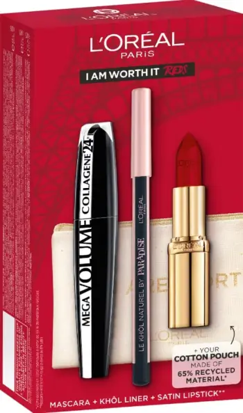 Set L'Oreal I Am Worth It Red, Maskarë + Buzëkuq + Penel