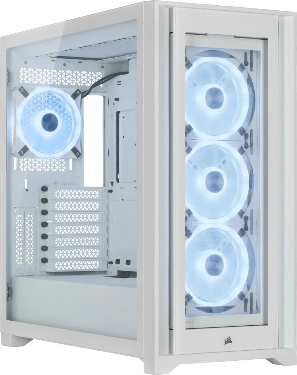 Kasë Corsair iCUE 5000X RGB QL Edition, mid-tower, ATX, e bardhë - 1
