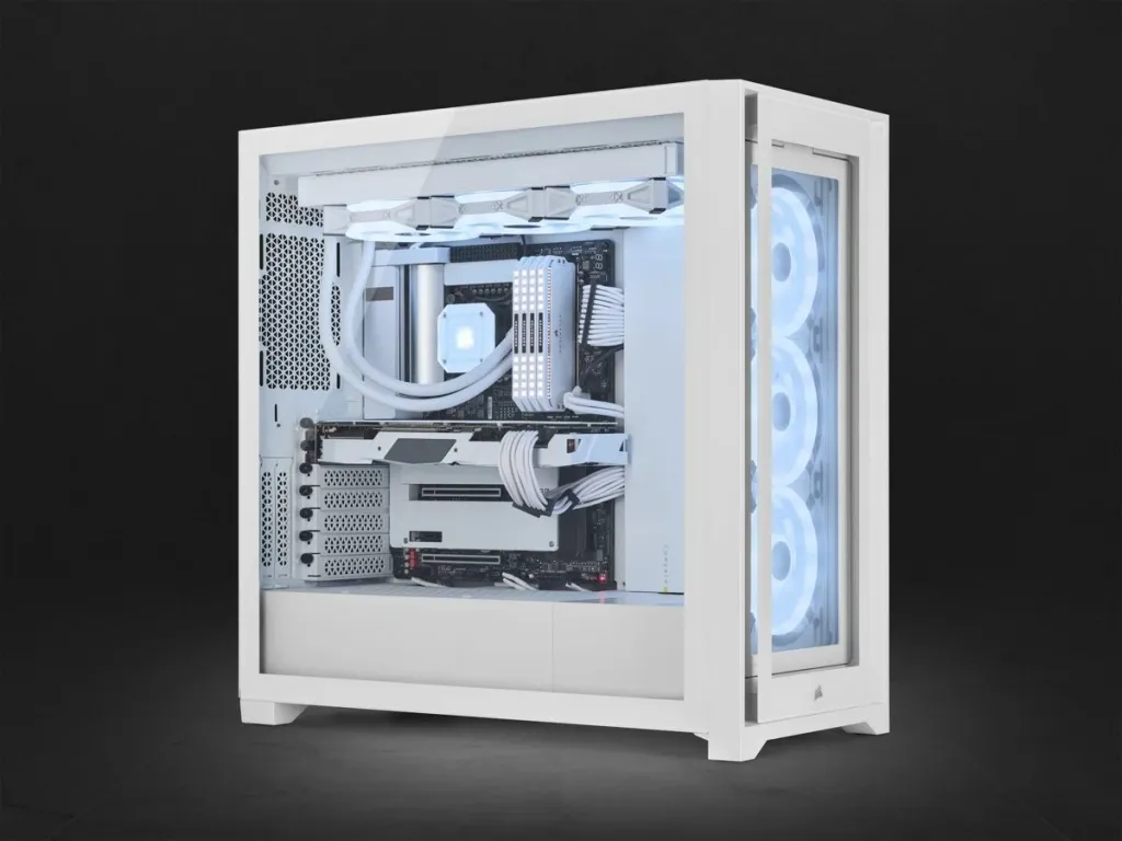 Kasë Corsair iCUE 5000X RGB QL Edition, mid-tower, ATX, e bardhë - 5