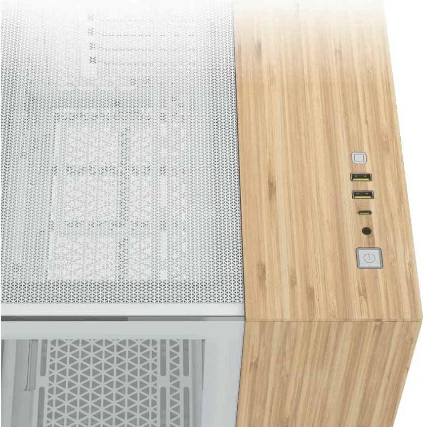 Kasë Corsair 2500X mATX, xham i temperuar, bardhë/bambu - 2