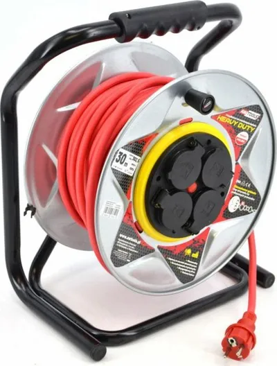 Kabllo elektrike AWTools Metal Drum, 50 m, 3x1.5 mm, e kuqe - 1